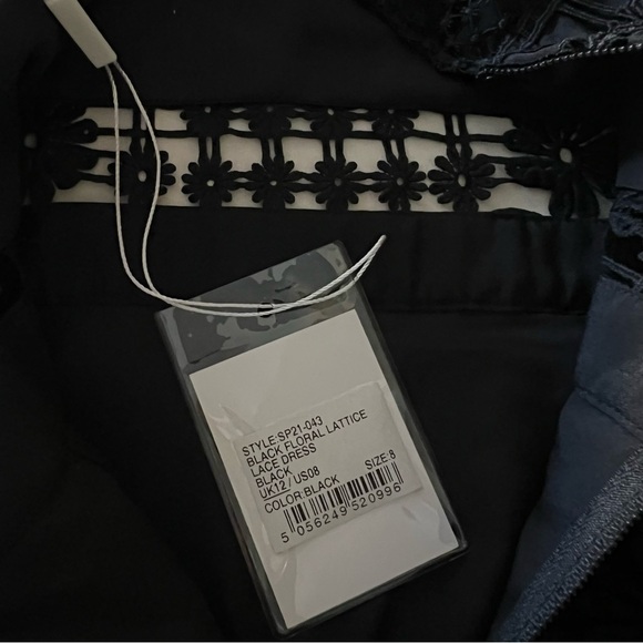 Self-Portrait Floral Lattice Lace Dress in Black - Picture 15 of 16